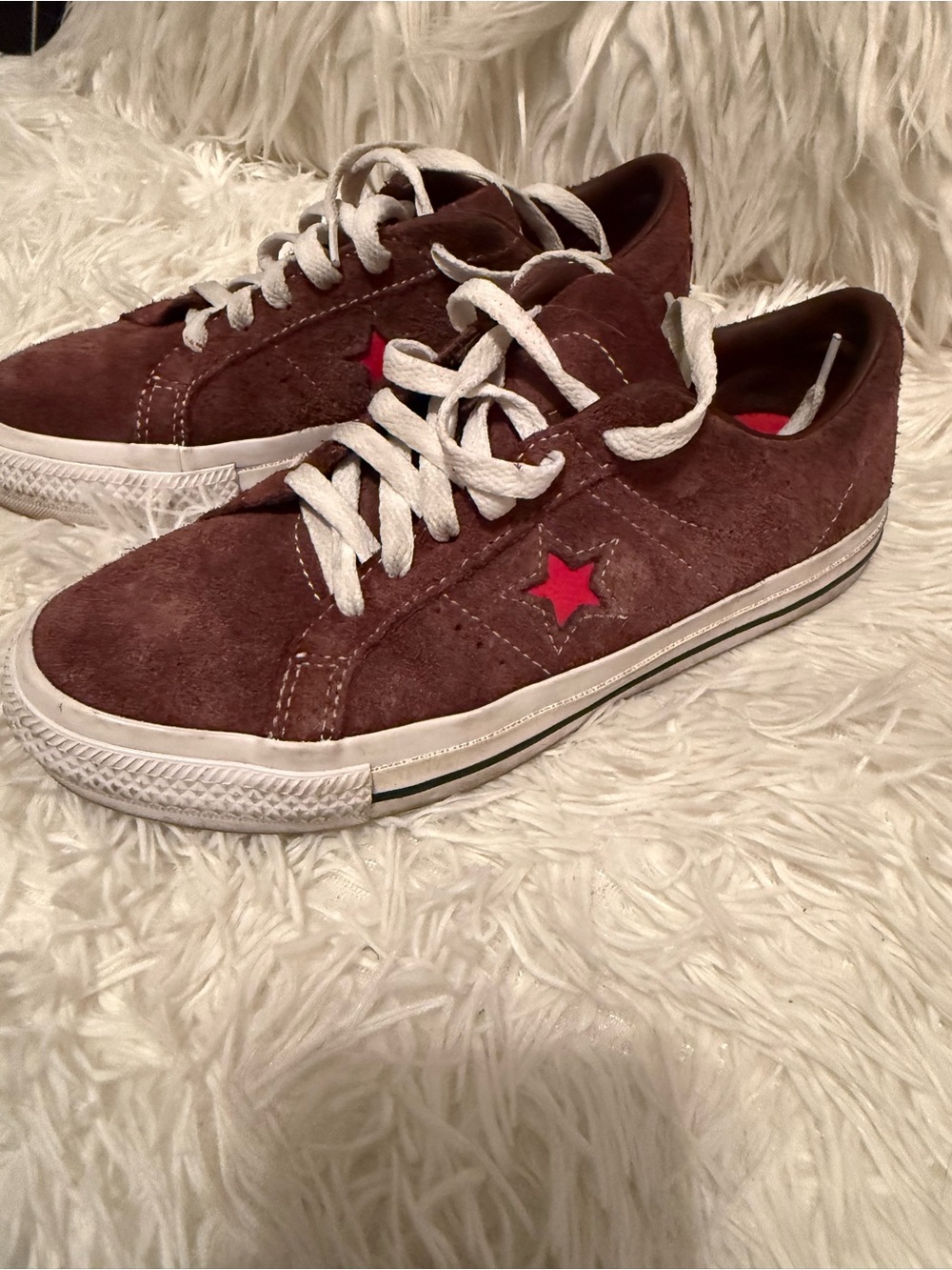 Converse Brown Suede Low-Top Sneakers with Red Star
